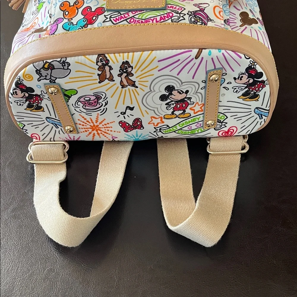 Dooney & Bourke Multicolor Castle Print Mini Backpack with Tan Trim